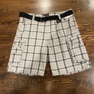 Lee Black and White Plaid Cargo Shorts